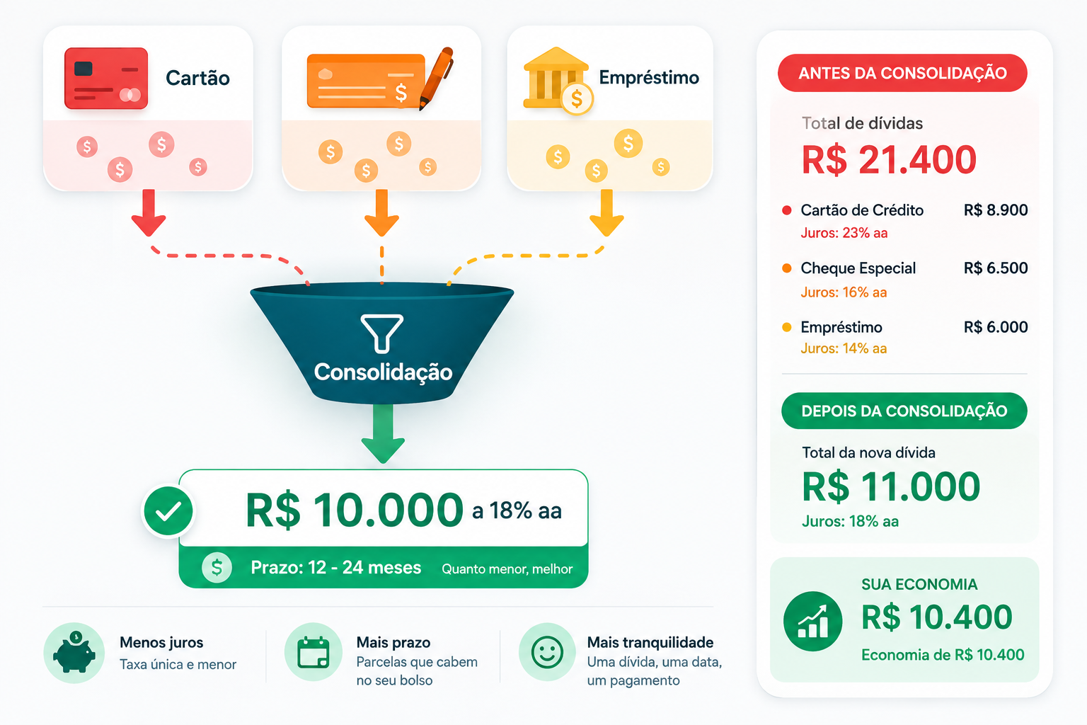 Consolidação de Dívidas: Combinar Vários Débitos em Um Único Empréstimo
